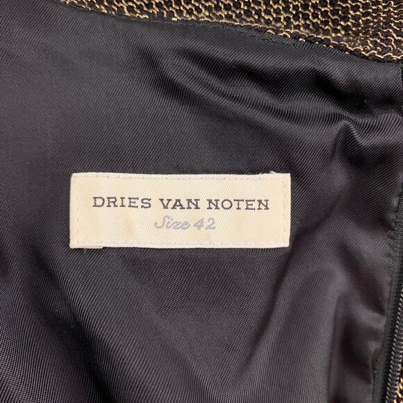 DRIES VAN NOTEN Size 10 Gold Wool Viscose Sheath Dress - Picture 5 of 5